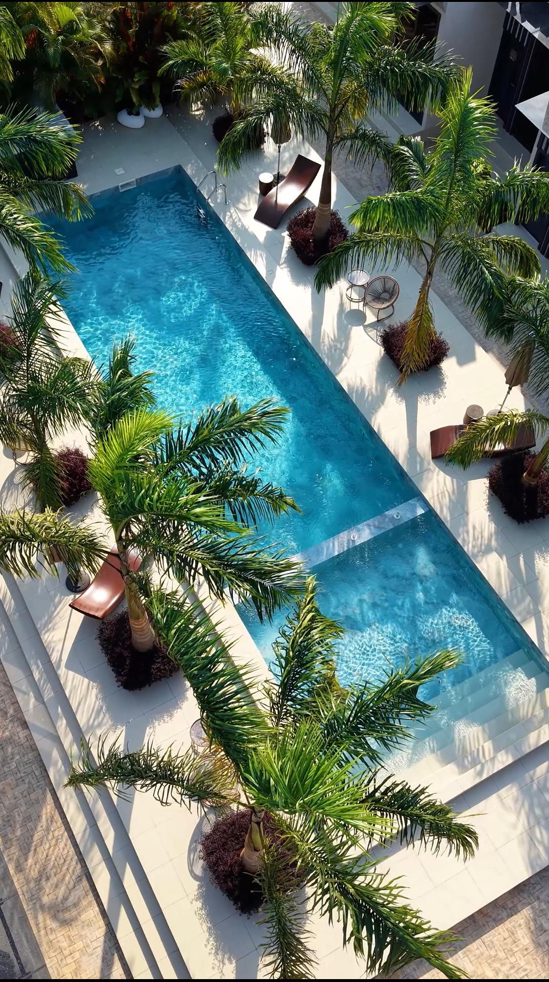 Poolside stillness beside the hotel pool